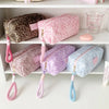 Leopard Print Plush Makeup Bag with Carry Handle
