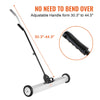 A white rolling magnetic sweeper with an adjustable handle, shown in a side view.