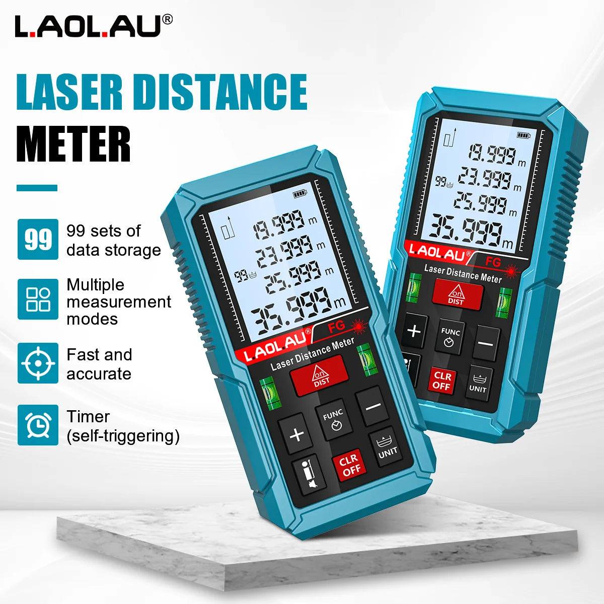 Laser Distance Meter with Backlit Display and 150m Range