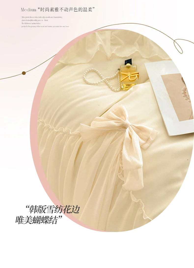 Princess Chiffon Duvet Cover with Romantic Ruffles