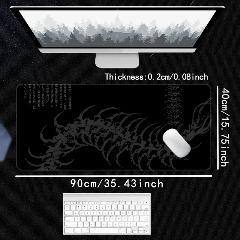 Large Gothic Centipede Gaming Mouse Pad with Spine Ribs