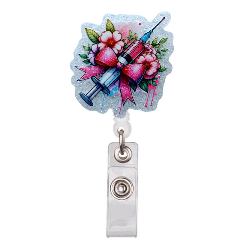 Glitter Acrylic Retractable ID Badge Reel