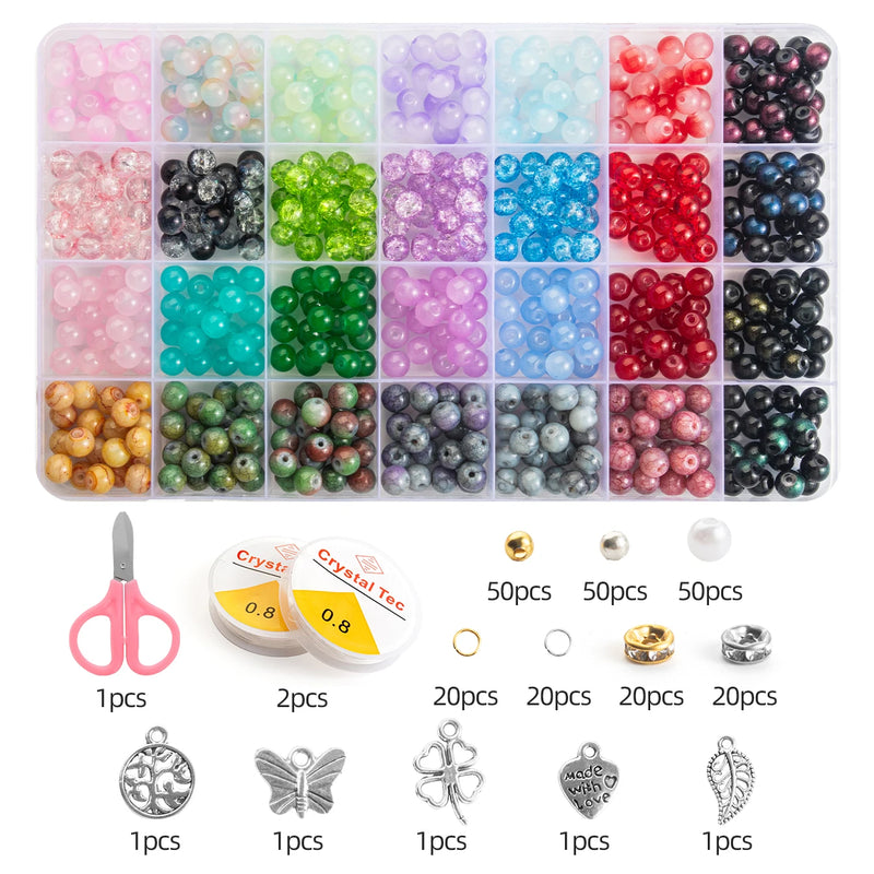 28-Color Glass Bead Jewelry Making Kit