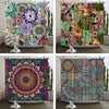 Mandala Boho Shower Curtain with Floral Print
