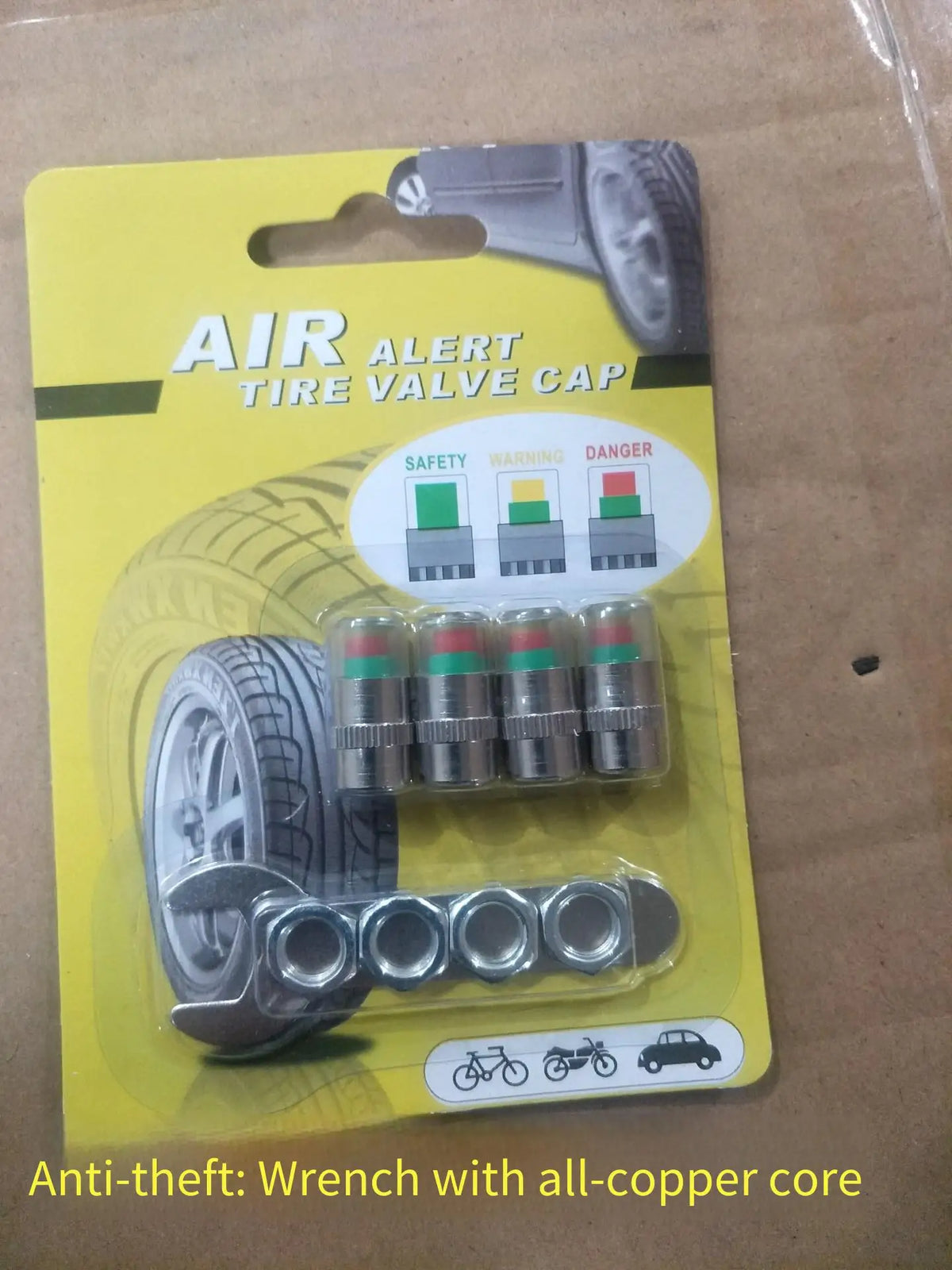 Tire Pressure Monitoring Valve Caps with Color Alert Indicators (4-Pack)