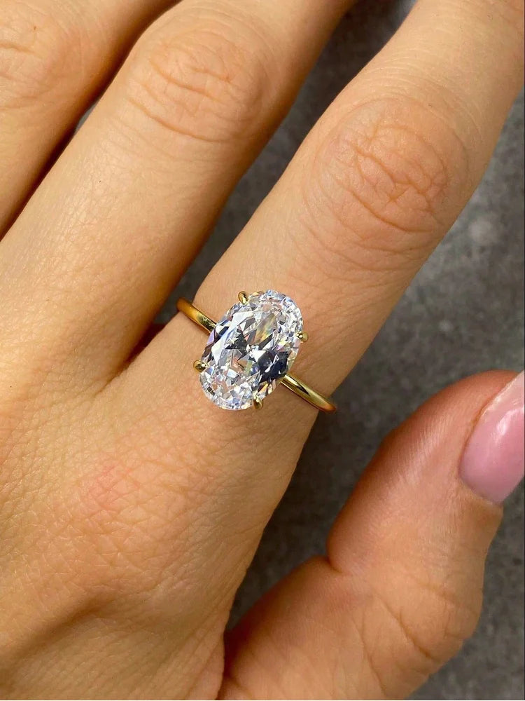 Oval Zircon Sterling Silver Ring