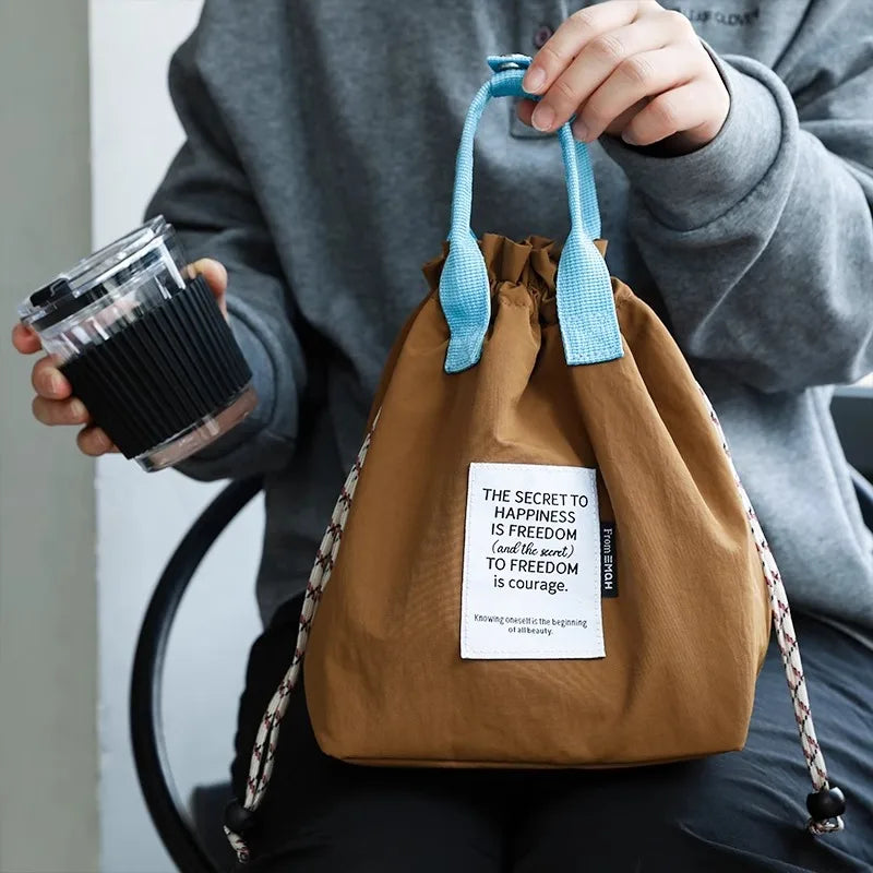 Large Insulated Lunch Bag with Drawstring Closure