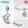 Silver unicorn pegasus charm with rainbow crystals on a silver chain.