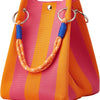 Striped Knit Mini Bucket Tote Bag