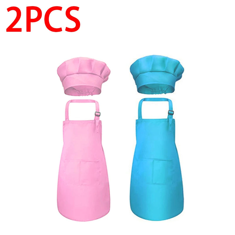 Kids' Chef Apron and Hat Set – Waterproof Cooking & Painting Smock for Boys and Girls