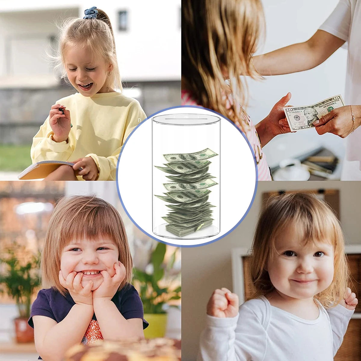 Clear Acrylic Piggy Bank for Adults and Kids