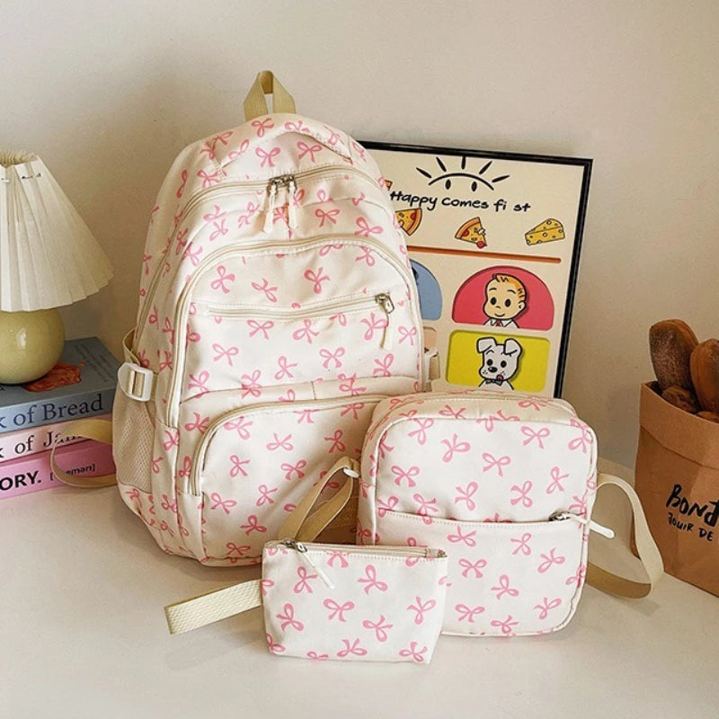 Korean Fashion Bow Print Backpack