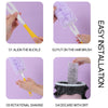 Four steps showing how to install a 360° rotating double-sided feather duster for cleaning.