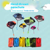 Hand-thrown parachute toy with mini soldiers and various colored fabric parachutes for outdoor play