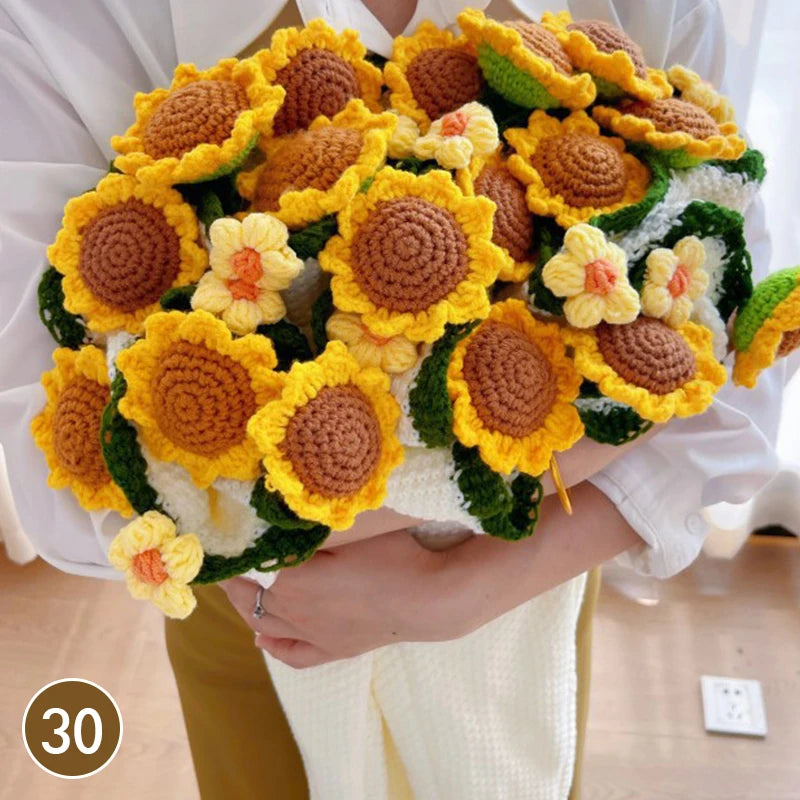 Hand Knitted Rose Bouquet Throw Blanket