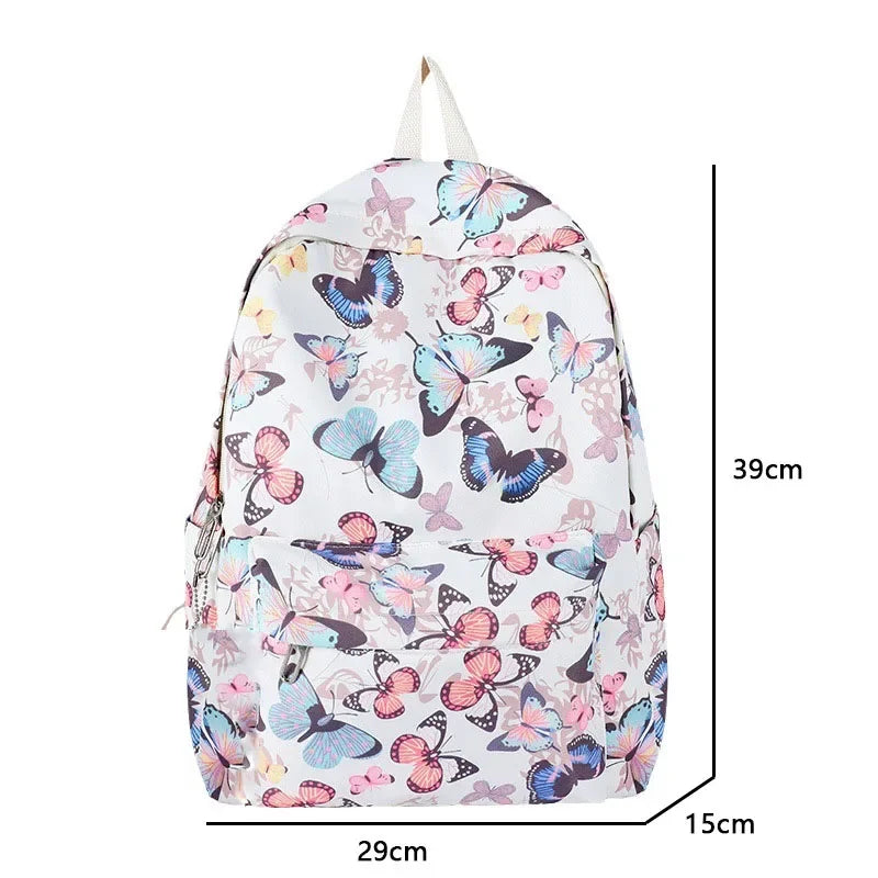 Butterfly Print Canvas Backpack for Women