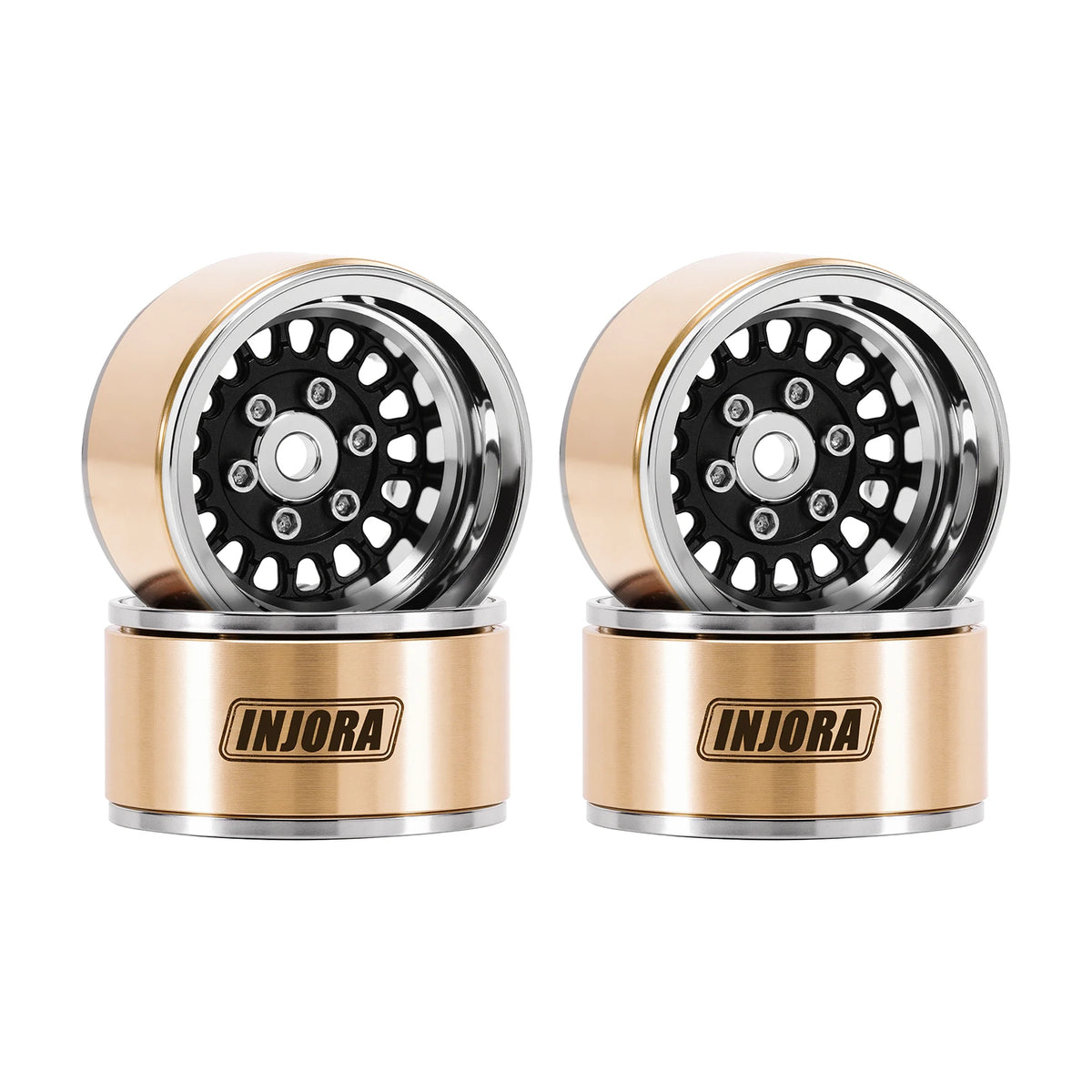 INJORA 1.0" Modular Beadlock Wheels for 1/18 1/24 RC Crawlers - Brass & Aluminum