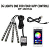 A set of 36 lights for a car underglow strip, including an app and USB plug for control.