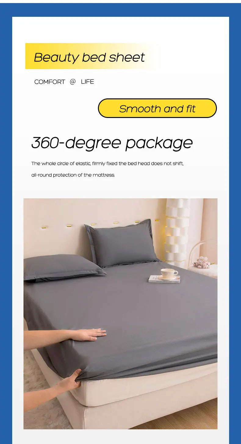 Waterproof Fitted Bed Sheet with 360-Degree Elastic Band