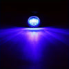 Close-up of a bright blue LED light beam illuminating a dark area.