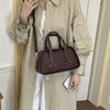 Vintage Croc-Embossed Mini Boston Bag with Dual Straps
