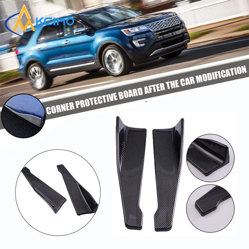 Black carbon fiber corner protective boards for car bumper modification and scratch protection