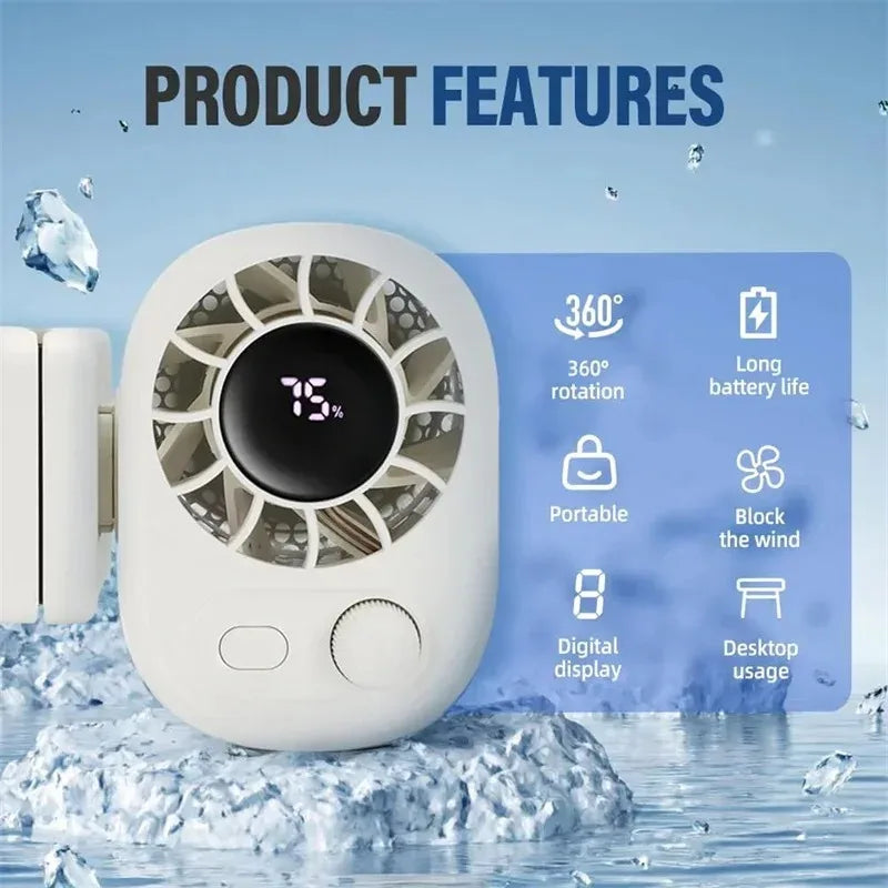 360° Rotating USB Rechargeable Clip-On Fan with 100-Speed Control