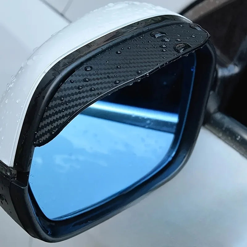 Carbon Fiber Textured Mirror Rain Covers with Red Accent – Anti-Fog & Waterproof Fit