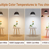 Multiple color temperature light bulbs displayed in various white and RGB modes with modern pendant fixtures.