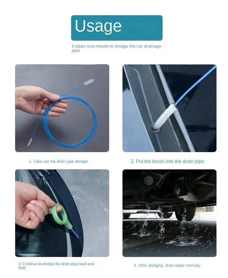 Car Drain Hose Unclogger Cleaning Brush (2m)