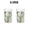 Two clear acrylic piggy banks filled with US currency bills and coins.
