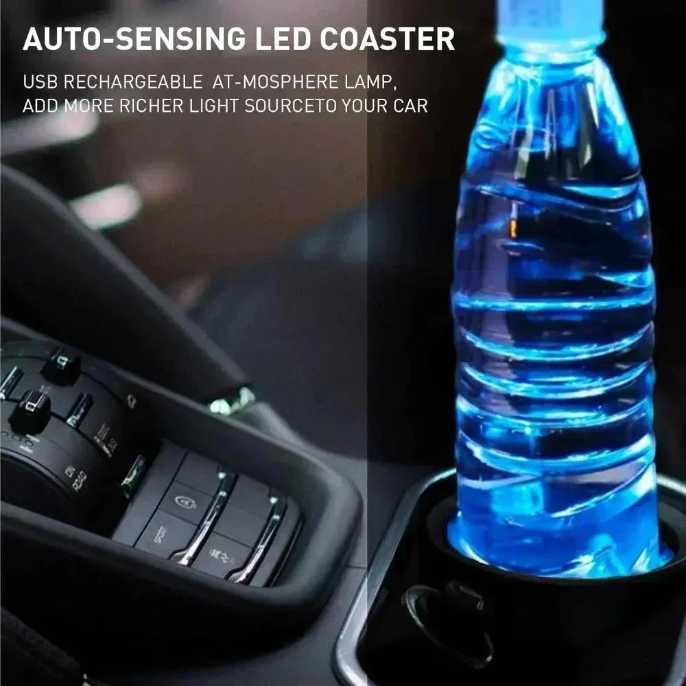 LED Cup Holder Coasters with 7 Color-Changing Lights