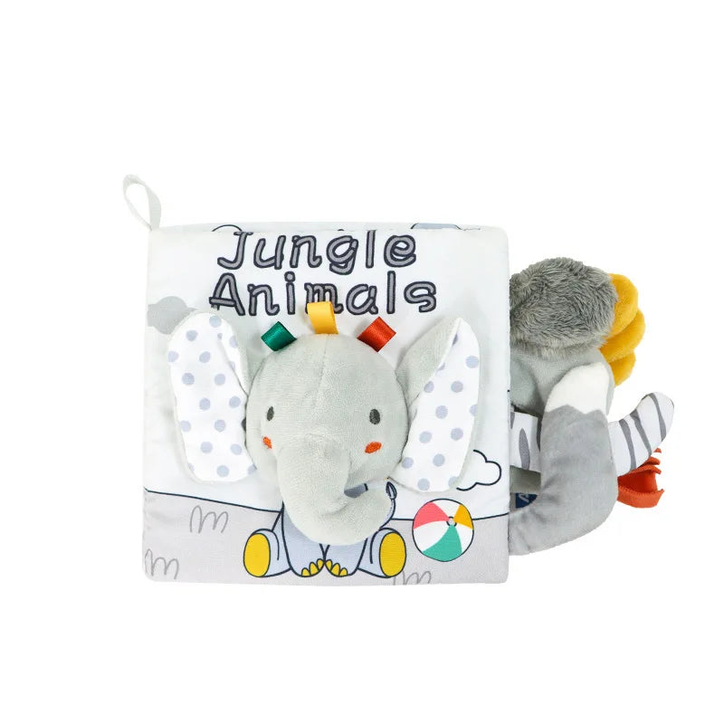 High-Contrast Soft Cloth Book with 3D Touch & Sensory Sounds for Babies 0-12 Months