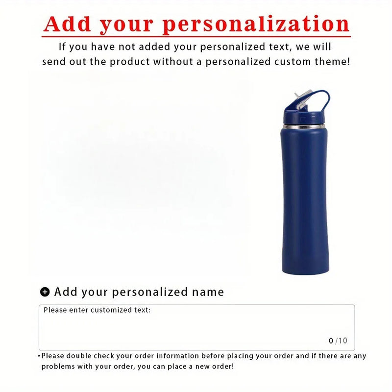 Custom Engraved Insulated Stainless Steel Water Bottle with Straw