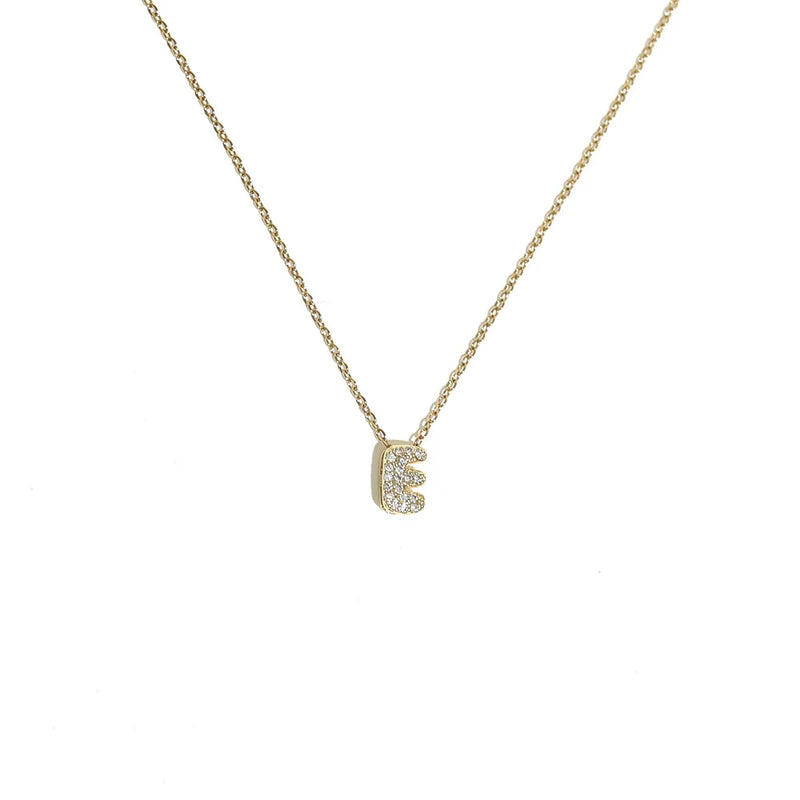 Initial Letter Pendant Necklace with Cubic Zirconia