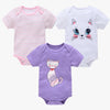 Cotton Short Sleeve Baby Bodysuits – Floral Print, 0-12 Months