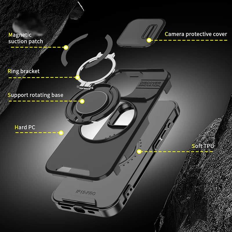 Coque de Téléphone avec Anneau Rotatif 360° pour Voiture