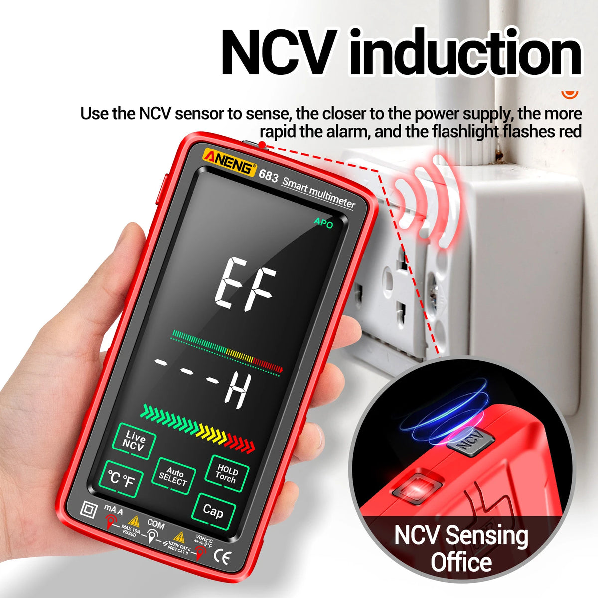 Professional 6000-Count Digital Multimeter with NCV Detection and Rechargeable Battery