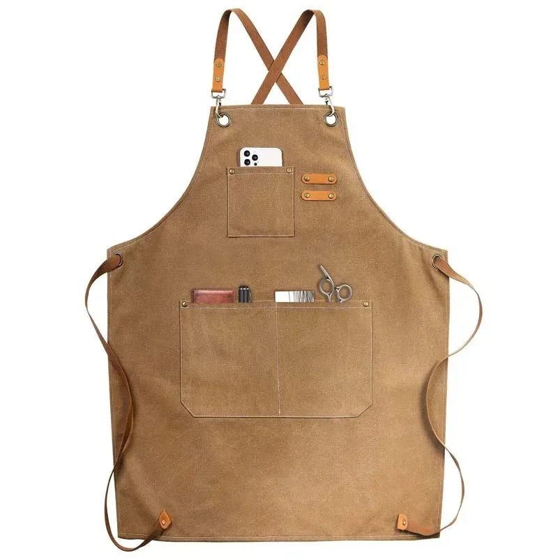 Durable Canvas Kitchen Apron with Pockets