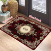 Burgundy Gold Floral Medallion Area Rug – Non-Slip Washable Carpet