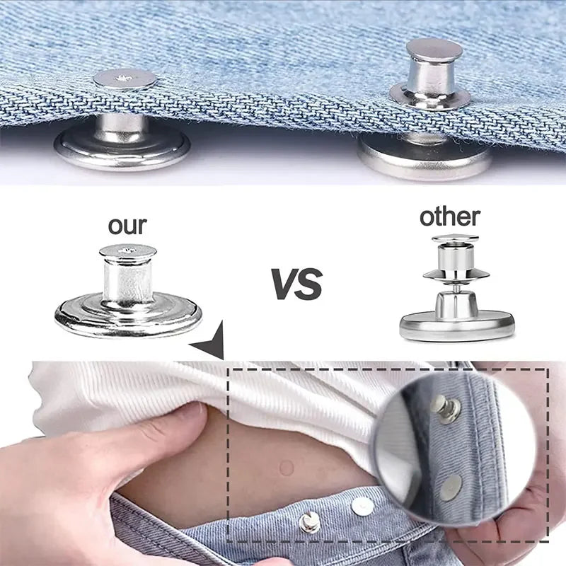 No-Sew Replacement Jeans Buttons - 17mm Metal Snap Buttons