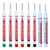 Eight long nib markers for deep holes used in metal and woodworking