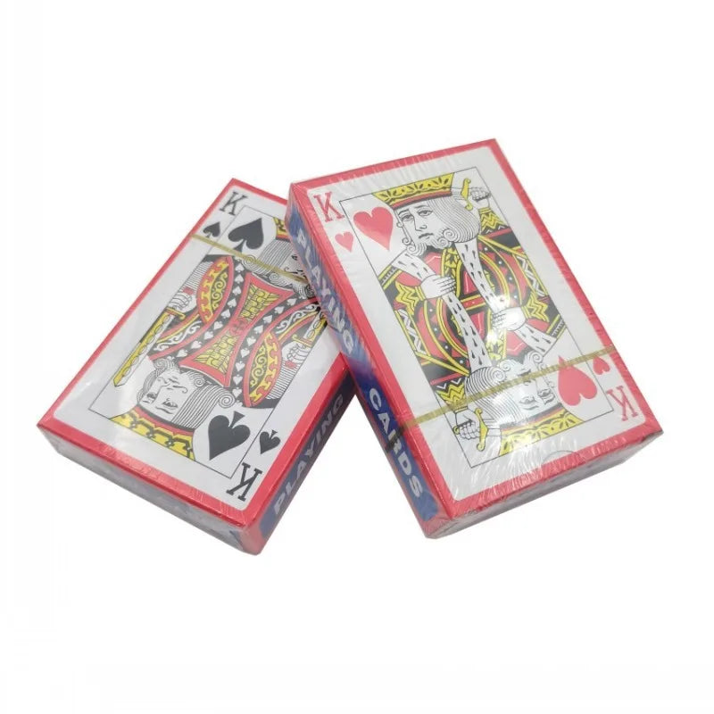 A deck of waterproof playing cards with a vibrant design featuring a king and heart symbols.