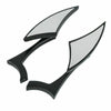 A set of black universal motorcycle side mirrors with clear glass covers.