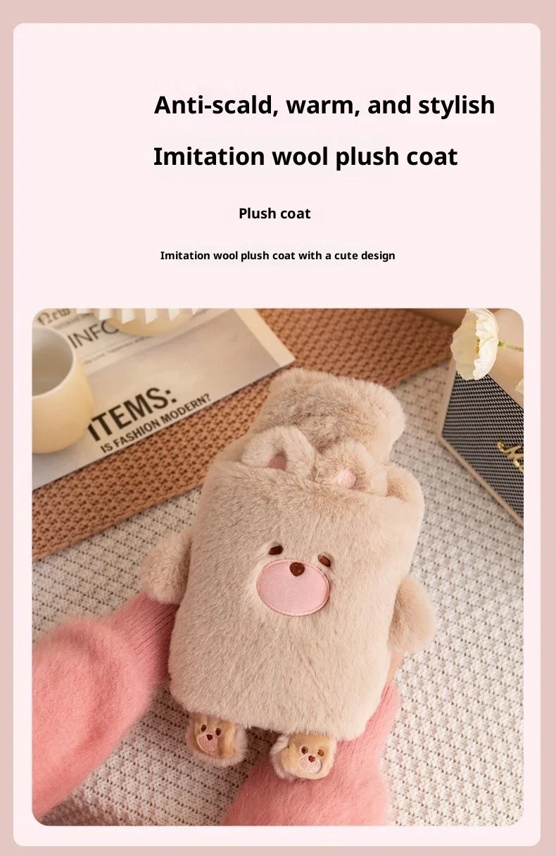 Adorable Plush Hot Water Bottle with Cozy Animal Cover