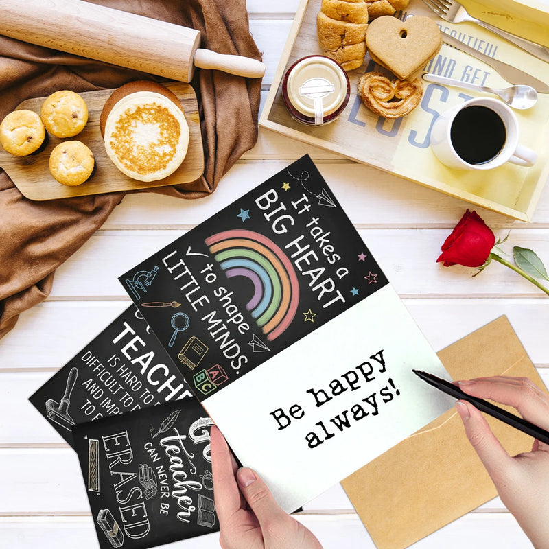 Tarjetas de Felicitación para Maestros con Estilo Pizarrón (Set de 6)
