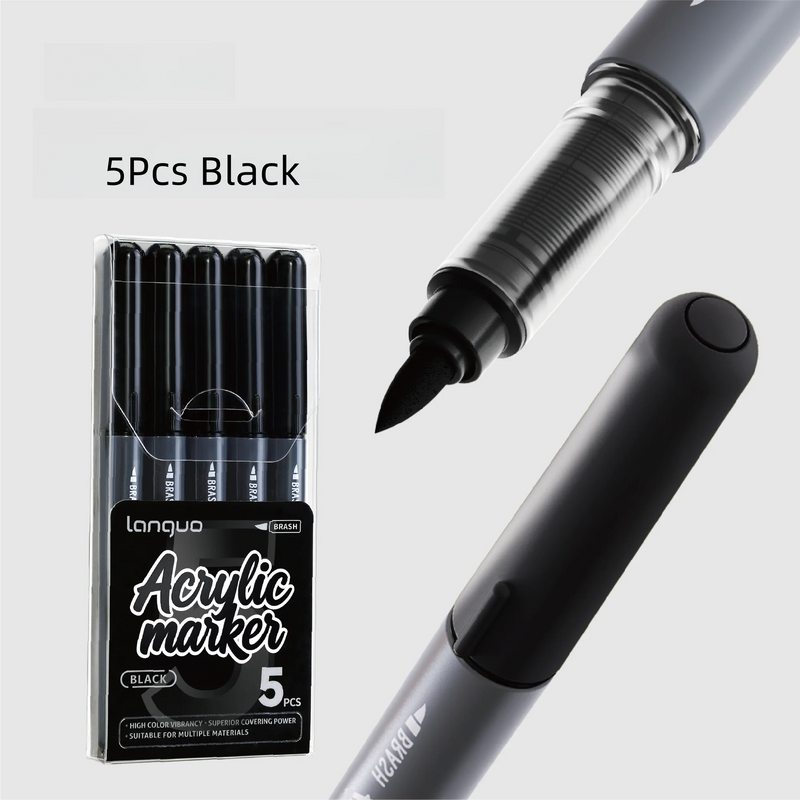 Acrylic Paint Pens - 5 Pack Permanent Markers for Rock, Glass & Metal