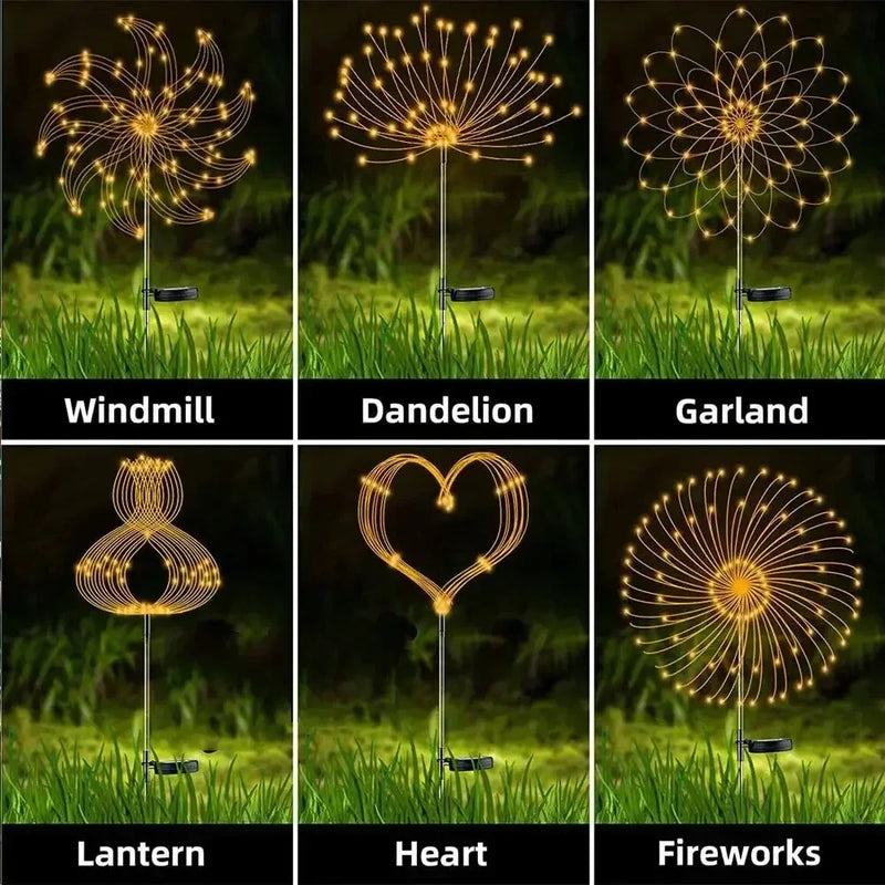 Luces de Jardín con Forma de Fuegos Artificiales con Energía Solar