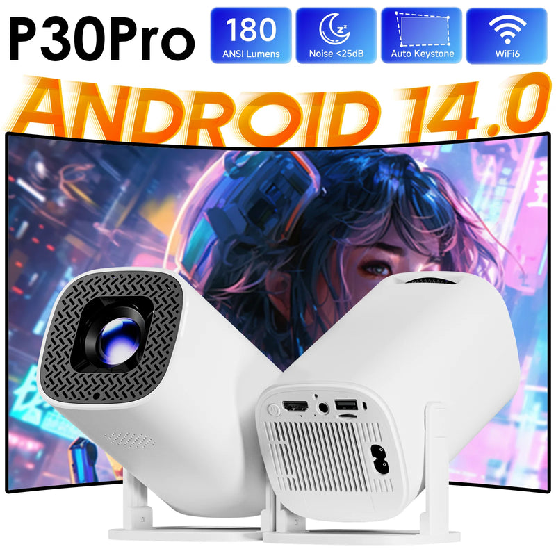Android Mini Projector with Wi‑Fi 6 & Bluetooth 5.0 — 720p Native, 4K Content Support, Portable Home Theater