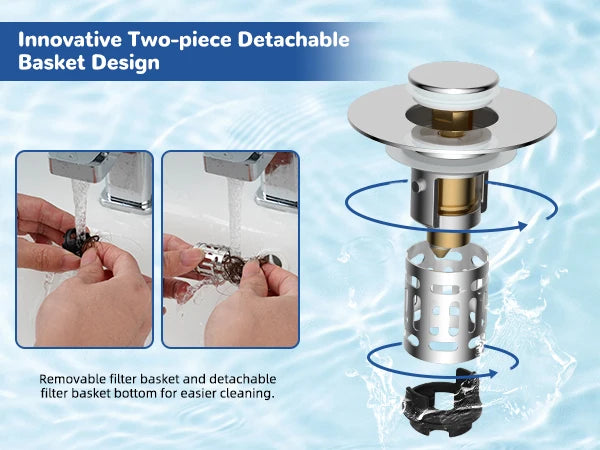 Universal Stainless Steel Sink Drain Filter with Spring-Loaded Stopper